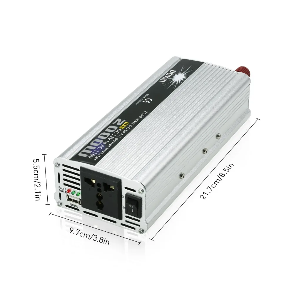 

2000W Watt Portable Power Inverter 12V DC To 110V AC Adapter Charger Car Car Power Inverter Car Power Inverter 300w