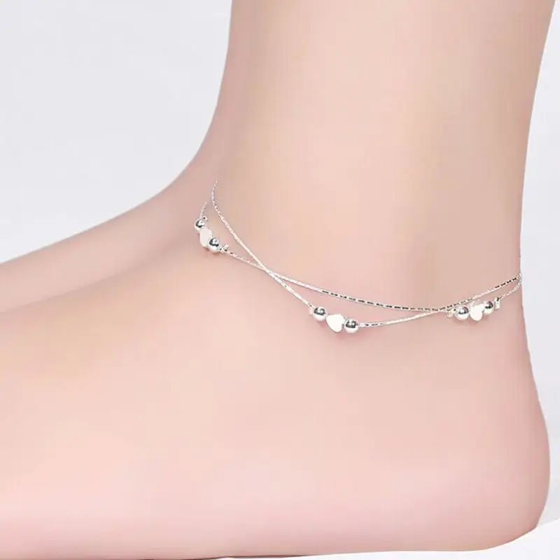 5pcs Women Multi-layered Heart Beaded Anklet Hemp Rope/bead Foot Chain Ankle Bracelet Barefoot Sandals Summer Jewelry | Украшения и