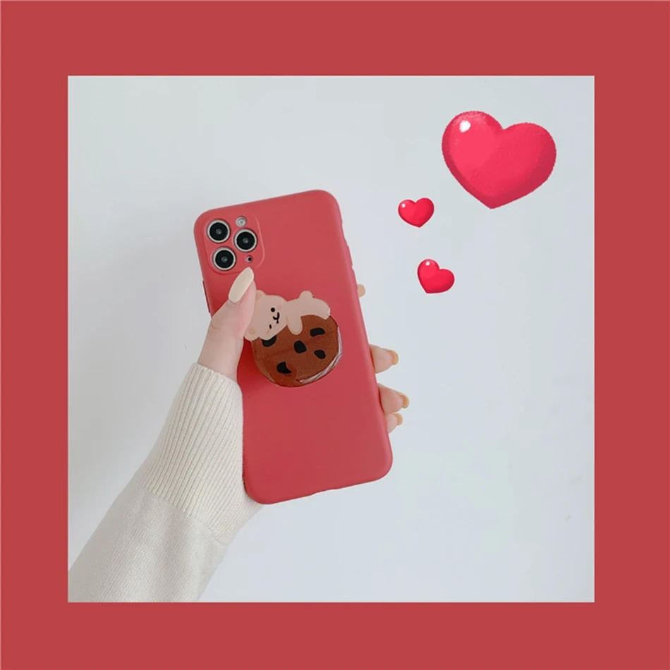 3D милый чехол-подставка для телефона с изображением медведя печенья Huawei Honor 8X 10 Lite