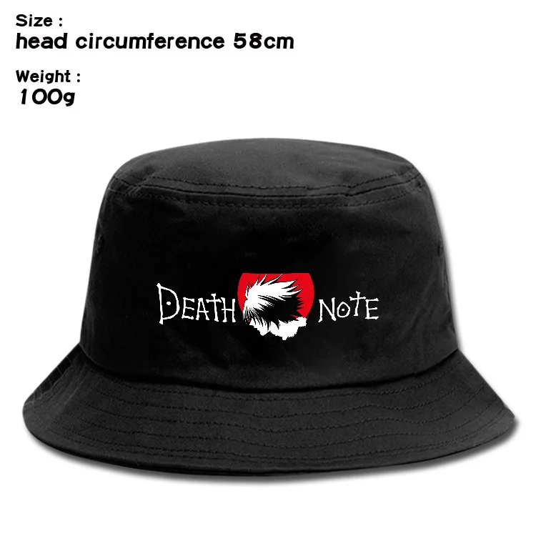 New Black Death Note Bucket Hats Summer Women Men Student Fisherman Hat Printed Harajuku Hip Hop Beach Cap