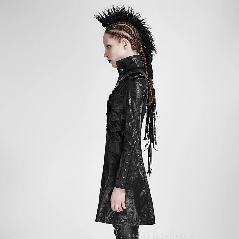Панк рейв женская готическая искусственная кожа крутое пальто стимпанк