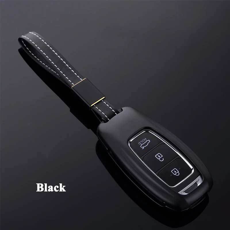 Black 1 шт. SEEYULE алюминиевый сплав автомобильный чехол для ключей чехол для хранения протектор автомобильные аксессуары для hyundai Kona Santa Fe Santafe - Название цвета: Black