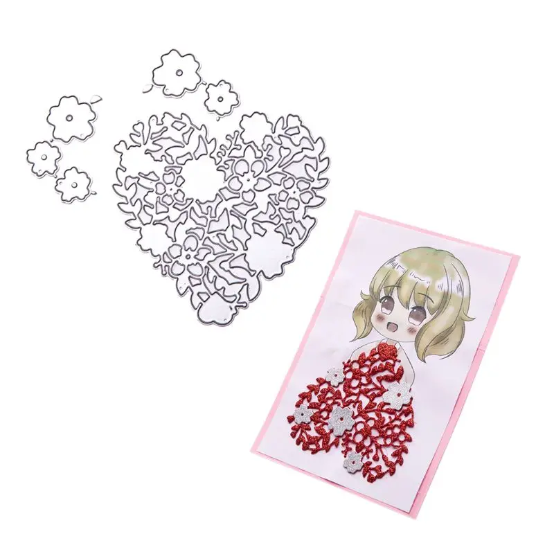 Heart Flower Metal Cutting Dies Stencil DIY Scrapbooking Album Stamp Paper Card Embossing Crafts Decor M68E | Дом и сад