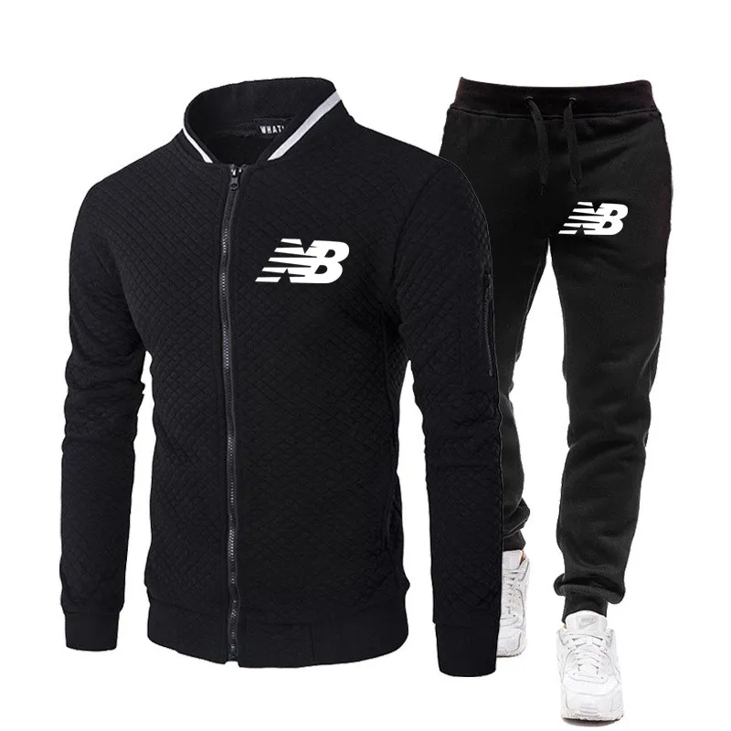 

Tracksuits Men Polyester Sweatshirt Sporting Fleece Printing brand Gyms Spring Jacket + Pants Casual Men's Track Suit Sportswear