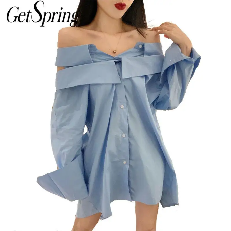 Женская Асимметричная блузка Getspring повседневная винтажная хлопковая рубашка