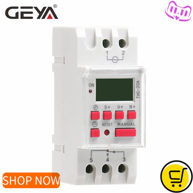 

GEYA THC-20A Programmable Timer with Battery 7 Day Timer Switch 20A DC Timers 12V 24V110V 220V 240V