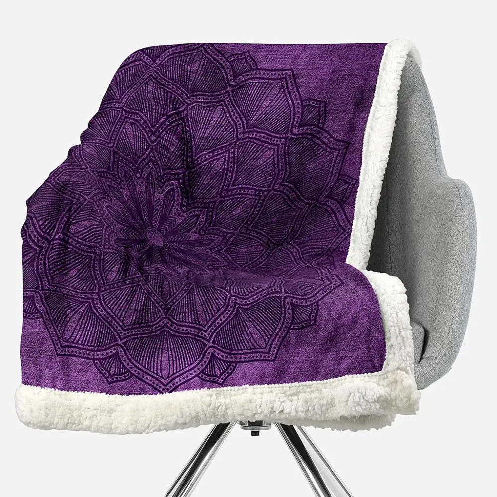 ONGLYP фиолетовый Мандала Boho подстежка на искусственном меху Одеяло удобные Пледы