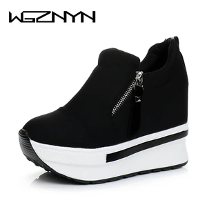 WGZNYN 2020 женская повседневная обувь Брендовая Весенняя дышащая сетчатая женская обувь на платформе увеличивающая рост Zapatillas Mujer 0309