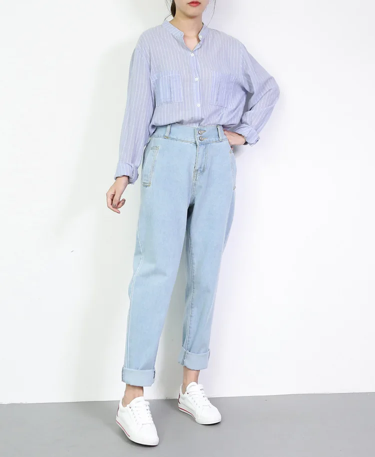 Женские джинсы в европейском и американском стиле с высокой талией свободные