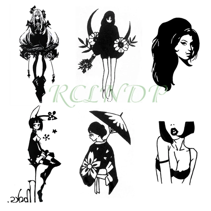 Водонепроницаемые временные тату-наклейки большого размера японские Манга