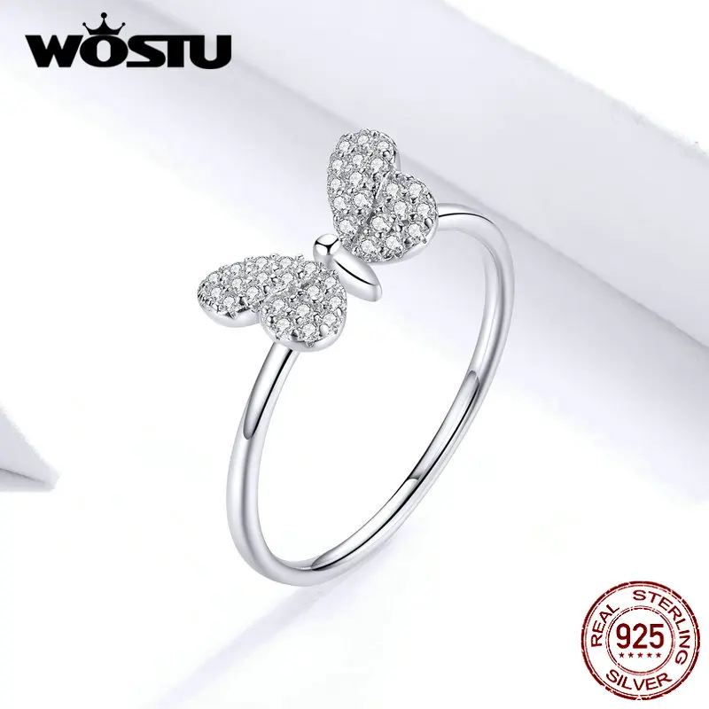 WOSTU 100% Настоящее 925 пробы серебряные кольца в виде бабочки для женщин хит продаж