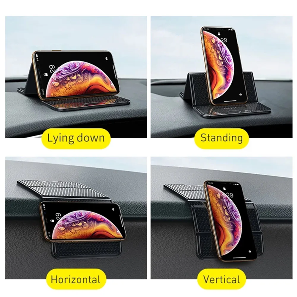 

Foldable Car Anti Slip Mat For Car Dashboard Auto Multi-function Phone Holder Coins Gel Sticky Pad Washable Dashboard Pad