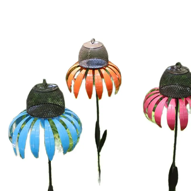 

Hot Sale Outdoor Bird Feeder Pink Orange Coneflower Bird Feeder Outdoor Flower Bird Feeder