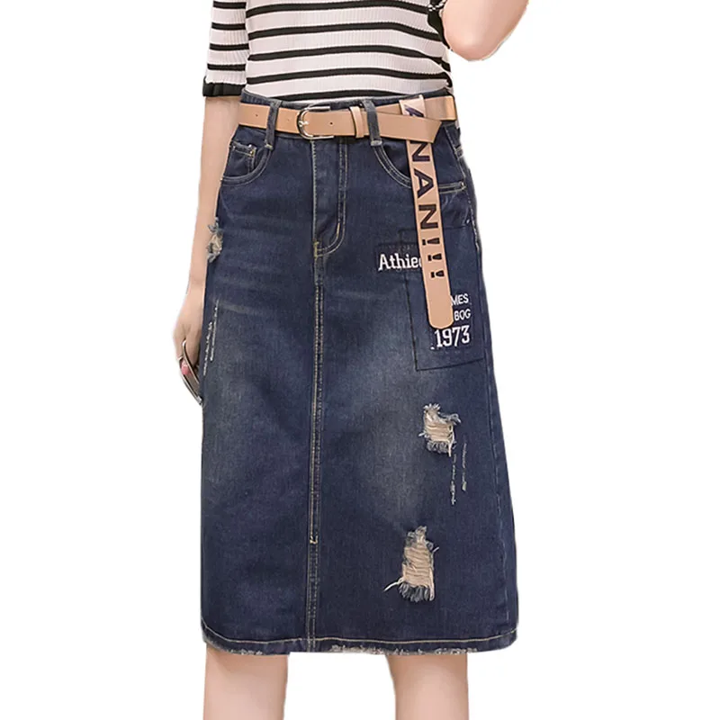 Женская джинсовая юбка Корейская винтажная Сексуальная размера плюс базовая