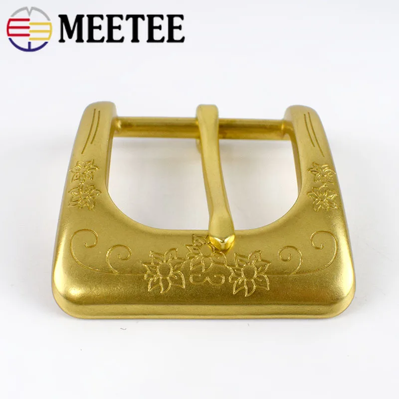 Meetee Solid Brass Metal Belt Buckle Men Women Belt Head for Belt Metal Pin Buckles DIY Leather Craft Jeans Accessories