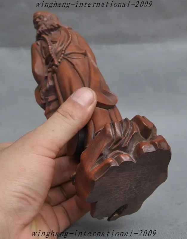 

Crafts statue Buddhism Old Boxwood Hand-Carved Damo Bodhidharma Dharma Buddha Statue halloween