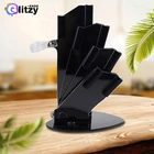 Черный акриловый держатель для керамических ножей, Подставка для столовых приборов 3 '', 4'', 5 '', 6'', с овощечисткой