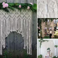 DIY Boho Rustic Wedding Macrame Curtains Wall Tapestry Knitted Cotton Large Tapestries Nordic Wedding Party Outdoor Decorations