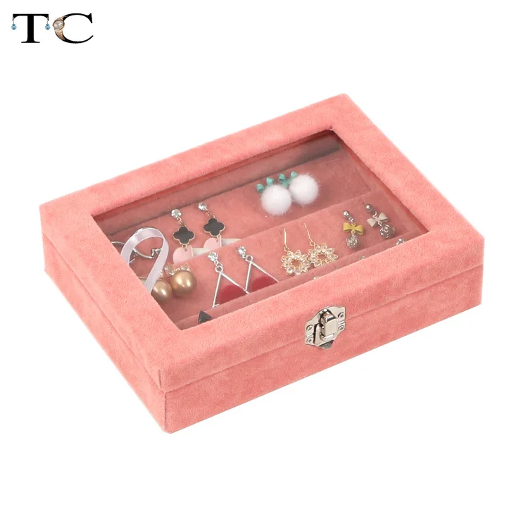 Лоток для ювелирных изделий с контейнером для колец, подвесками и организатором для ожерелий - коробка для ювелирных изделий с витриной на верхней части.