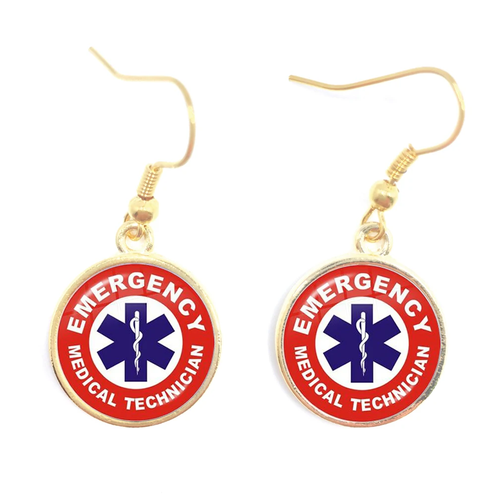 Аварийный медицинский техник логотип парамедика висячие серьги стеклянный