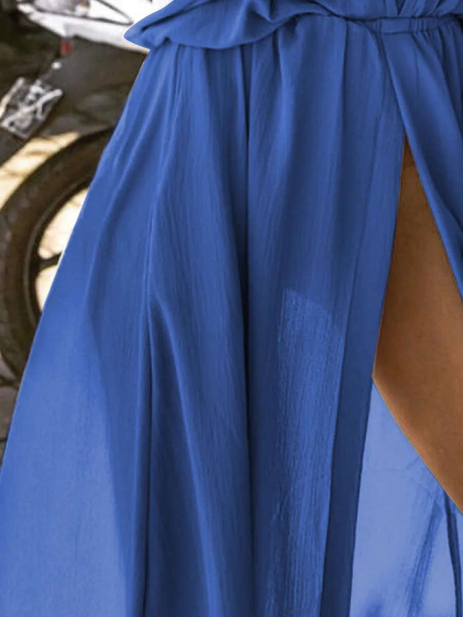 Женское длинное платье с длинным рукавом однотонное Шифоновое Платье макси