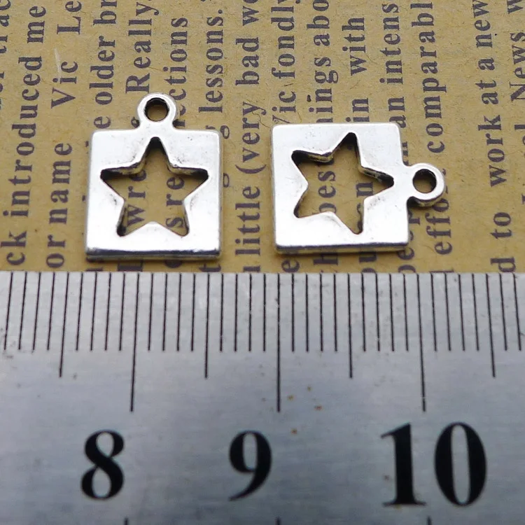 

Supplies For Jewelry Making 20pcs 10x13mm Antique Silver Color Square five-pointed Star Charms