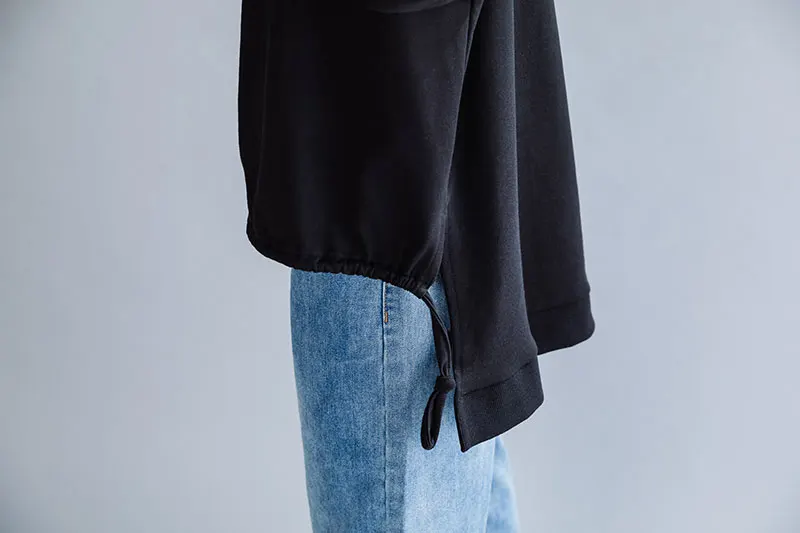 DIMANAF Autumn Winter Plus Size Women T-Shirt Basic Tunic Tops Shirts Cotton Long Sleeve Loose Casual Female Clothes Solid Black