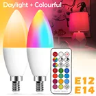 Умная Светодиодная лампа E14, цветная Свеча для помещений, неоновая лампа, RGB лента с контроллером освещения 220 В, E12, Регулируемая лампа для дома