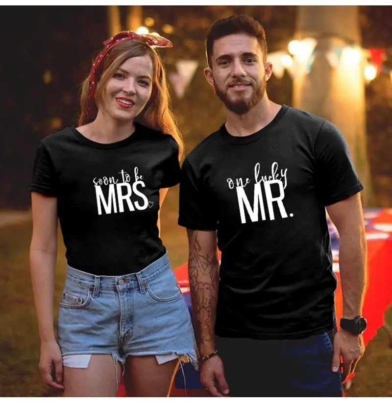 Mr mrs/парные футболки для влюбленных, одежда для жены, Одежда harajuku, одинаковая Женская одежда с надписью love camisetas verano mujer, летняя одежда