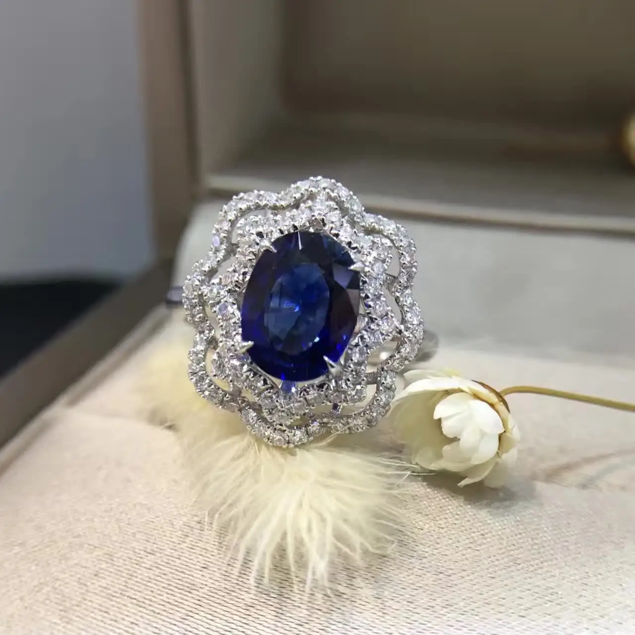 2.012ct+ 0.461ct 18K золото натуральный сапфир женское кольцо с алмазной установкой новое Изысканное Украшение на свадьбу обручальное кольцо