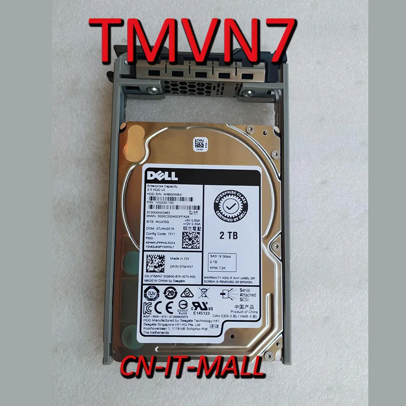 

ST2000NX463 0TMVN7 TMVN7 2TB 7.2K RPM NLSAS 512n 2.5 for Dell PowerEdge R620 Hard Drive with Caddy