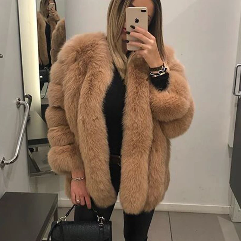 BFFUR Outerwear Womens Real Fur Coat 2022 Genuine Leather Natural Jacket Ladies Tops Fashion Medium Winter Coat Whole Skin Solid enlarge