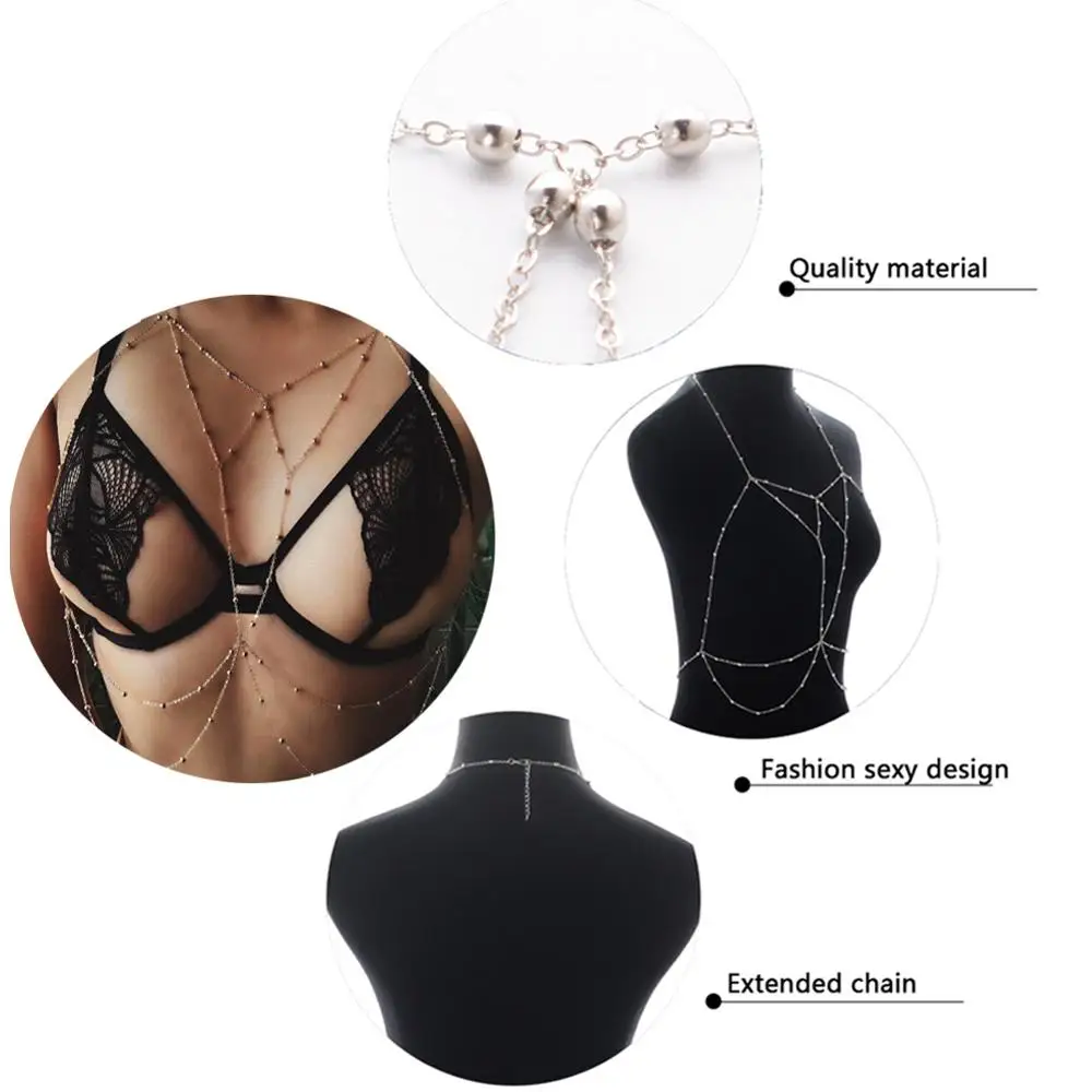 Женское бикини золотого и серебряного цвета многослойная цепочка с кисточками