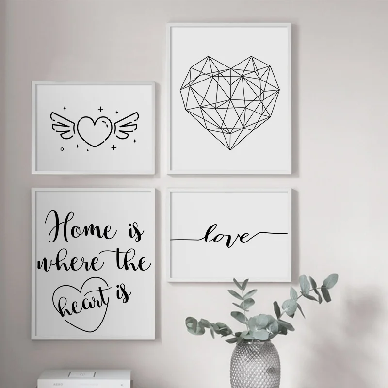 

Minimalism Geometric Heart Love Canvas Painting Art Nordic Posters and Prints Wall Pictures for Living Room Decor Frameless