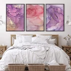 Современные розовые фиолетовые матовые Лепестковые рисунки на холсте и плакаты настенное искусство холст картины на стену для гостиной домашний декор
