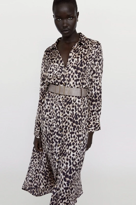 

European and American Fashionable Goods Autumn New Animal Print Casual Dress