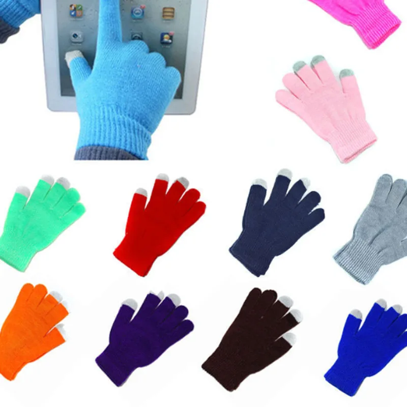 

Knitted candy color touch screen gloves winter outdoor adult eating chicken game gloves thick foreign trade