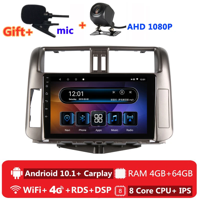 2 din 8 ядер android 10 автомобильное радио авто стерео для toyota land cruiser prado 150 2009 2013