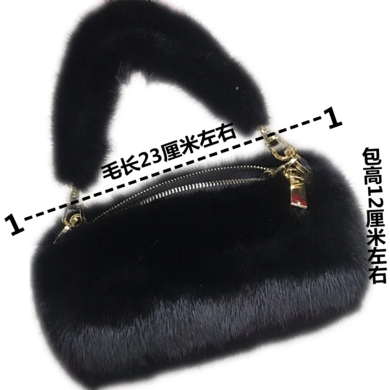 2021 New Imported Female Mink Fur New Handbag Pillow Bag Zongzi Bag Fashion Korean Version Of Fur Messenger Bag
