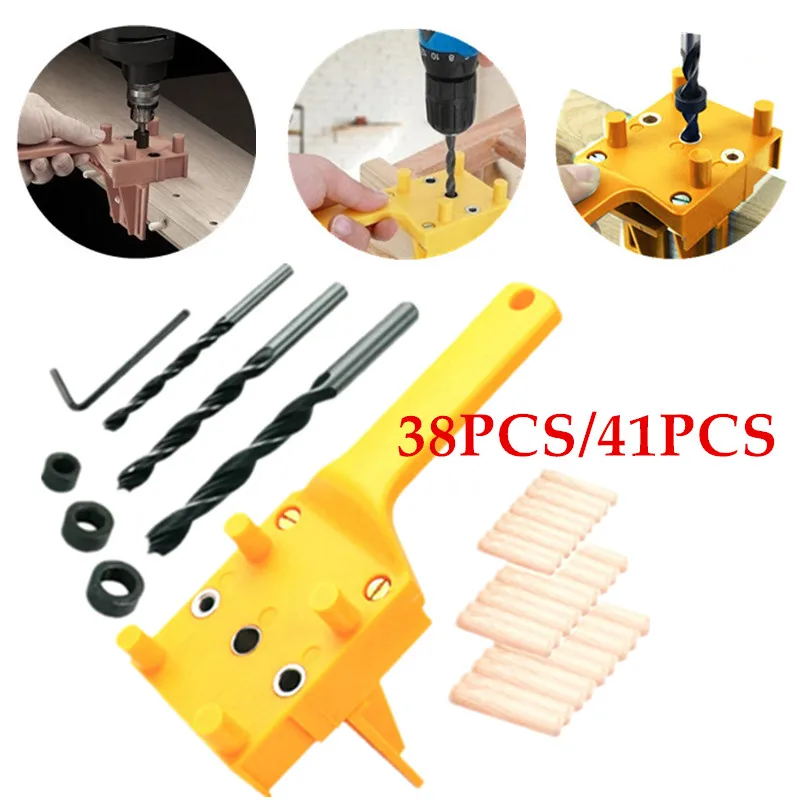 

38PCS/41PCS Set Dowel Joints Carpentry ABS Plastic Hole Puncher Handheld Wood Doweling Jig Set