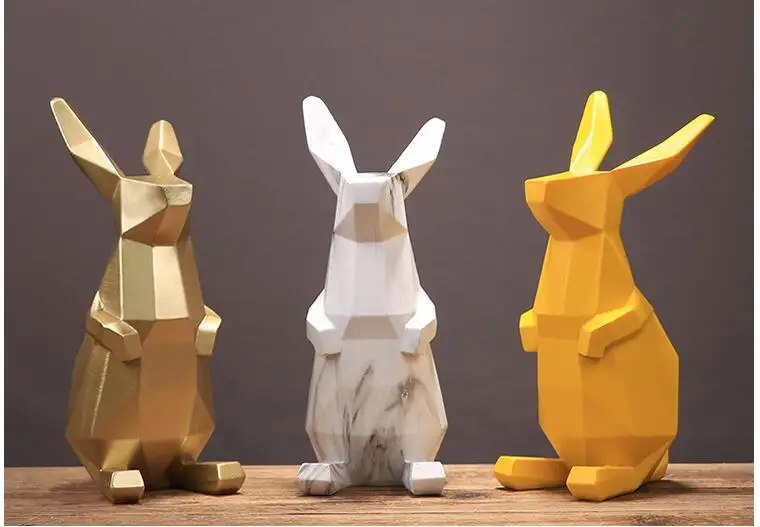 Европейские, полимерные геометрические Lucky Rabbit маленькие украшения, открывающие подарки на новоселье, домашняя мебель, гостиная/офис, Ремесла, Декор