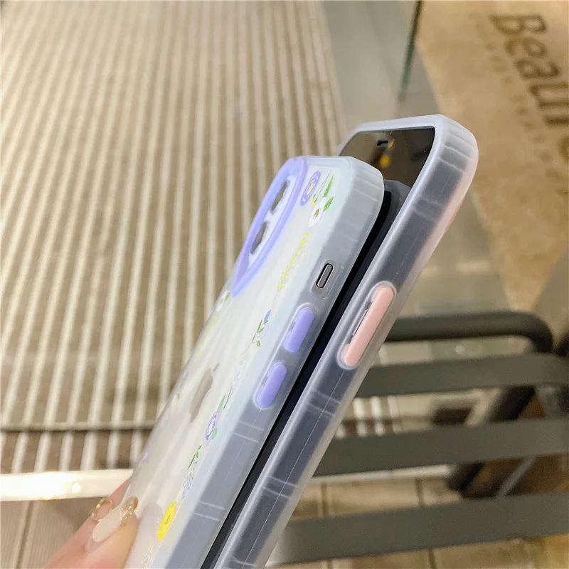 

Cute Flower Phone Case For iPhone 12 11 Pro Max 7 8 Plus X XR XS Max Soft Silicone Transparent Back Cover Coque