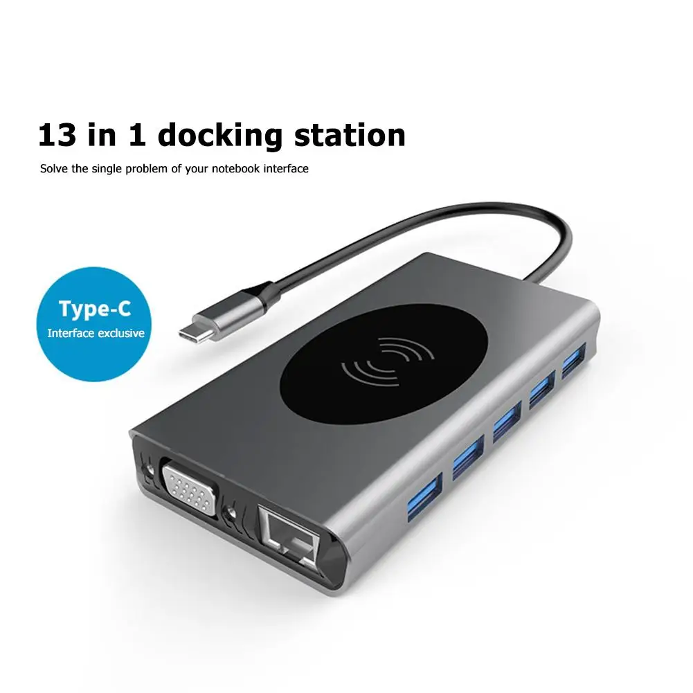 

Док-станция 13 в 1, USB-C на HDMI, VGA/PD/USB 3,0