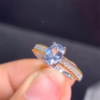 natural aquamarine ring 925 silver simple style 1 carat gems clean quality best price