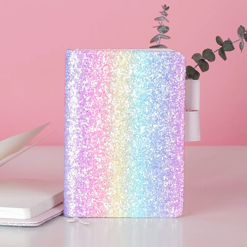 

Pink Rainbow Sequin Hobo A6 Journal Notebook Cute Agenda Planner Personal Organizer Schedule Note Dairy Girl Gifts Stationery