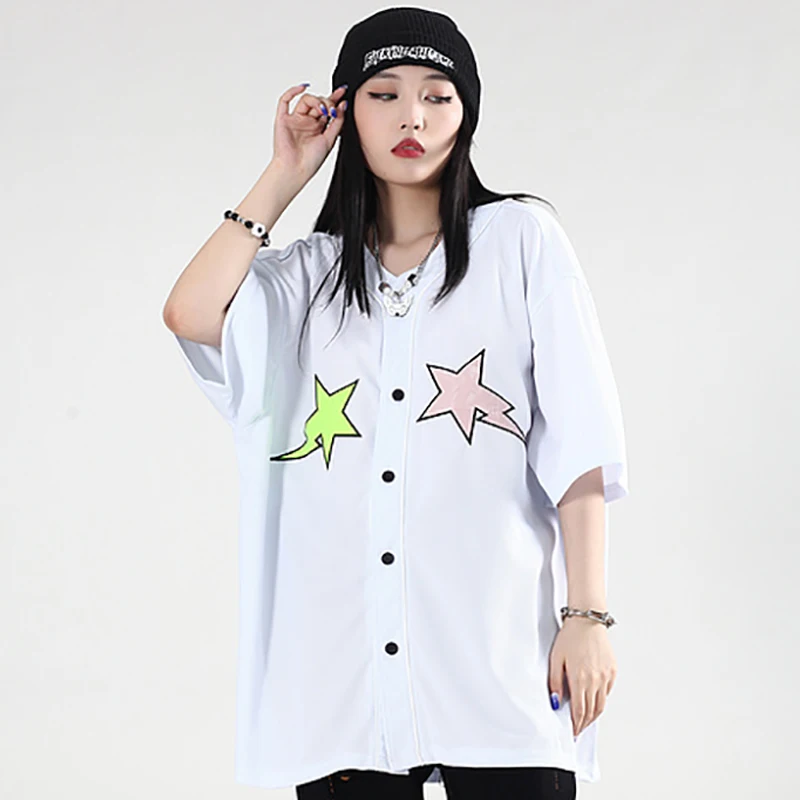 

Mens Oversize Hawaiian Shirts Embroidery Star Short Sleeve Polo Shirt Unisex HipHop Streetwear Holiday Male Tropical Tops