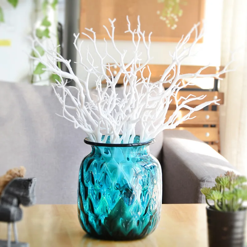 

33cm Artificial Dry Fake Foliage Plant Simulation Peacock Coral Branch Plant For Home Wedding Decoration Office Table Ornament