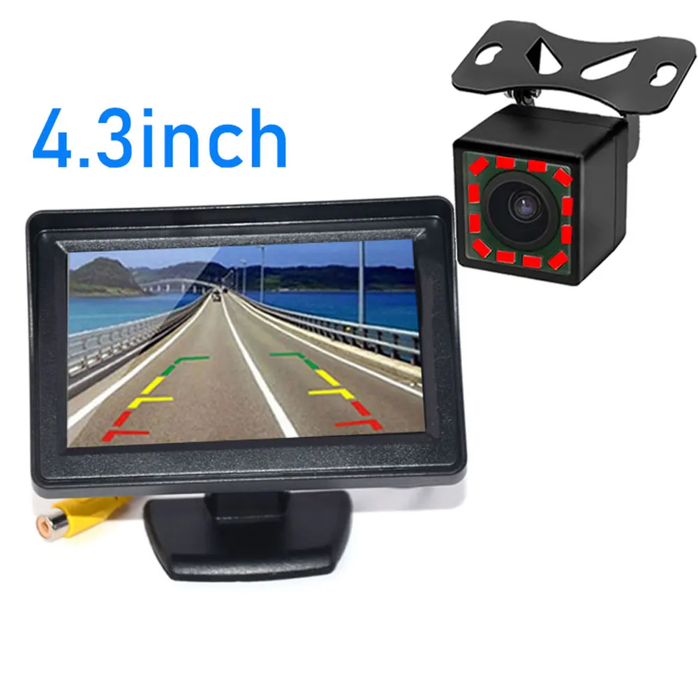 IR camera monitor 4,3 TFT автомобильный монитор+ камера заднего вида водонепроницаемый ЕС Европейский номерной знак рамка парктроник обратная камера ночного видения резервная камера - Цвет: IR camera monitor