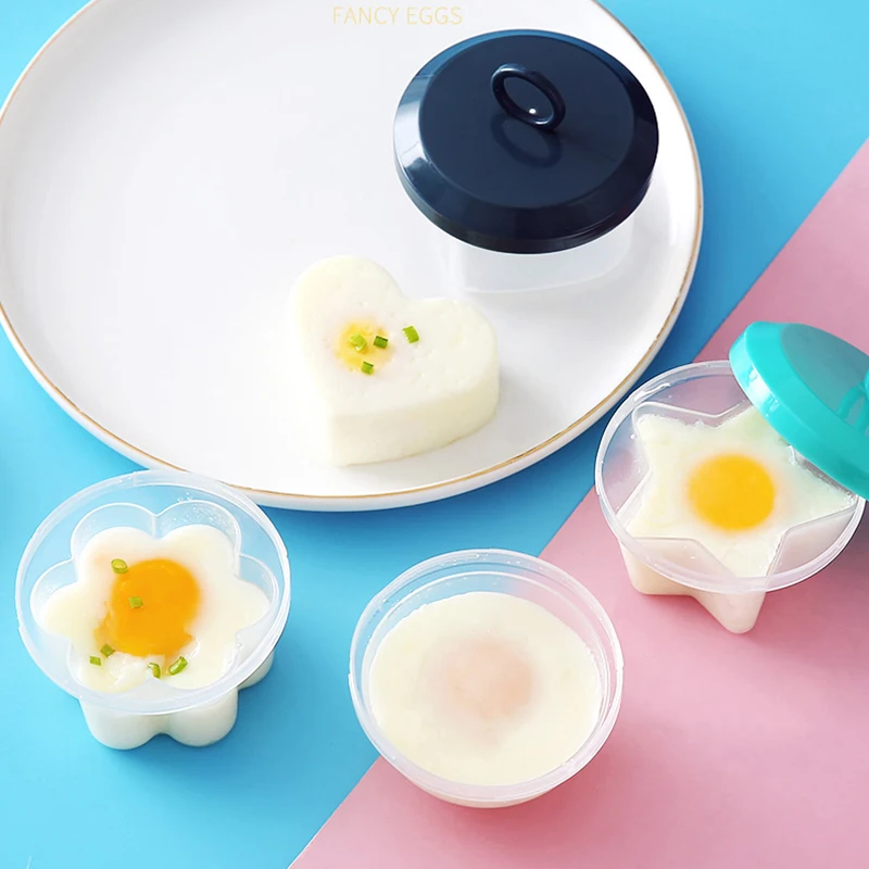 

4pcs Heart Shape Steamed Egg Mould Egg Poacher Breakfast Cook Poach Eggs Cup Kitchen Cooking Tools Home Creative Set