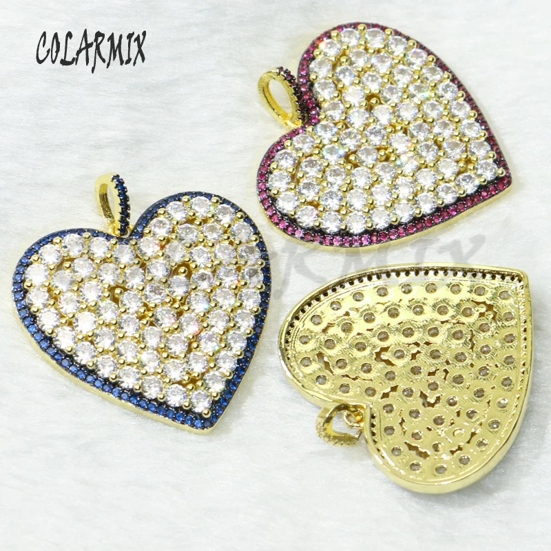 

5 pieces Heart pendants necklace micro paved zircon pendants fashion accessories fashion jewelry for women 50182